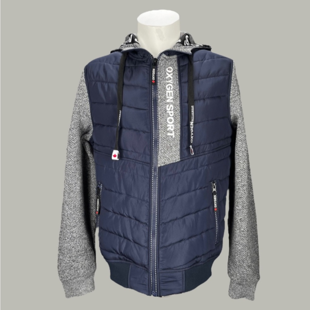 ✨🧥BNWT OXYGEN SPORT COLLECTION LIGHT WEIGHT HOODED JACKET- GREY/ NAVY BLUE 🧥✨